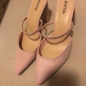 Dusty Rose suede-like heels